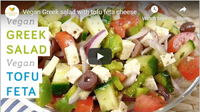Vegan Greek salad with tofu feta cheese